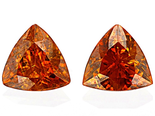 Photo of Orange Sphalerite 6mm Trillion Faceted Cut Gemstones Matched Pair 1.75CTW