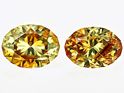 Yellow Sphalerite 7.5x5.5mm Oval Fancy Cut Gemstones Matched Pair 2CTW