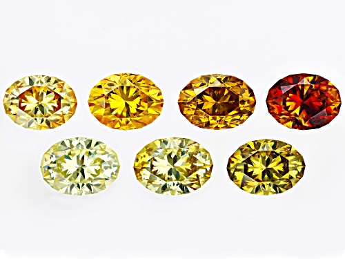 Photo of Multi-Color Sphalerite 7.5x5.5mm Oval Fancy Cut Gemstones Set of 7 9CTW
