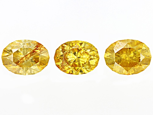 Yellow Sphalerite 8x6mm Oval Fancy Cut Gemstones Set of 3 5CTW