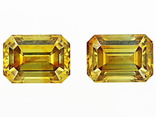 Photo of Yellow Sphalerite 7x5mm Octagon Emerald Cut Gemstones Matched Pair 2.50CTW