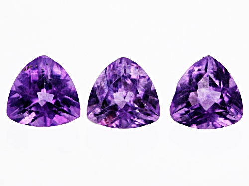 Grape Fluorite Loose Gemstone Trillion 5mm Set Of 3, 1.50CTW minimum