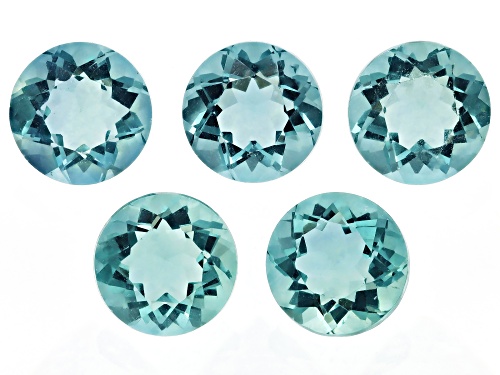 Light Blue Fluorite 8mm Round Faceted Cut Gemstones Set of 5 11Ctw
