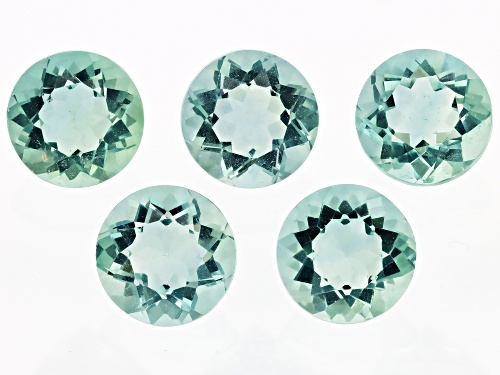 Green Fluorite 8mm Round Faceted Cut Gemstones Set of 5 11Ctw