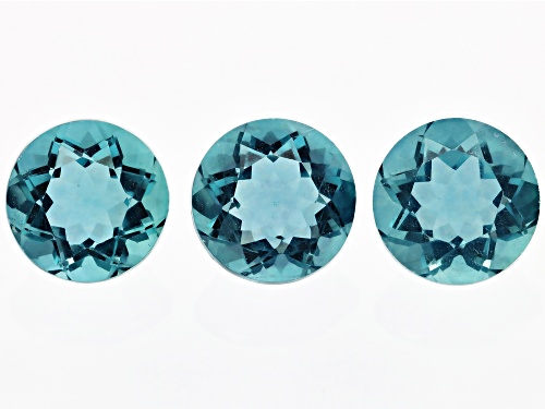 Dark Blue Fluorite 8mm Round Faceted Cut Gemstones Set of 3 6.50Ctw