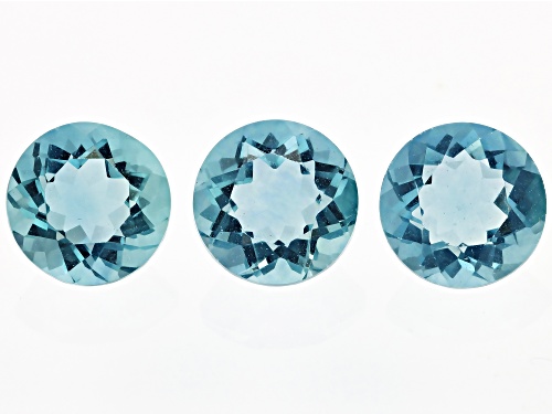 Light Blue Fluorite 8mm Round Faceted Cut Gemstones Set of 3 6.50Ctw