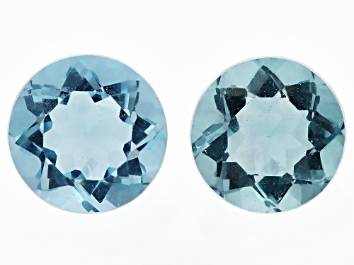 Light Blue Fluorite 8mm Round Faceted Cut Gemstones Matched Pair 4.50Ctw