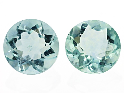 Green Fluorite 8mm Round Faceted Cut Gemstones Matched Pair 4.25Ctw
