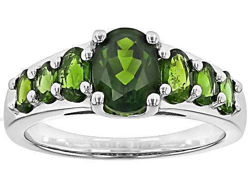 Chrome Diopside Oval 8x6mm Rhodium Over Sterling Silver Ring 2.12ctw - Size 8