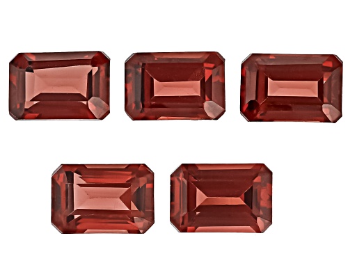 Red Garnet 6x4mm Octagon Faceted Cut Gemstones Set of 5 3.25Ctw