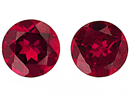 Photo of Red Garnet 7mm Round Faceted Cut Gemstones Matched Pair 2.50Ctw