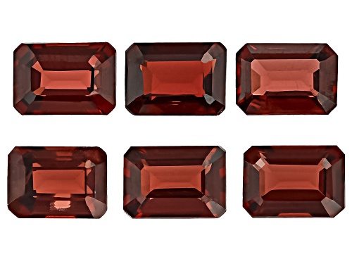 Red Garnet 7x5mm Octagon Faceted Cut Gemstones Set of 6 7Ctw