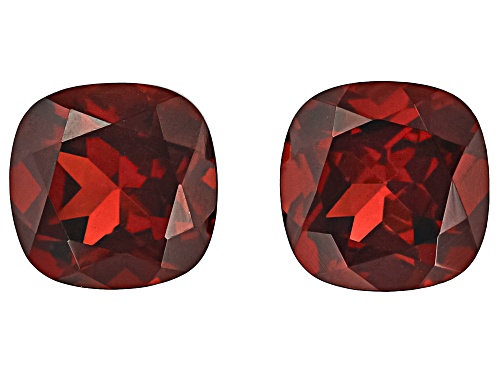 Photo of Red Garnet 8mm Cushion Faceted Cut Gemstones Matched Pair 4.90Ctw