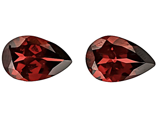 Photo of Red Garnet 12X8mm Pear Faceted Cut Gemstones Matched Pair 6Ctw