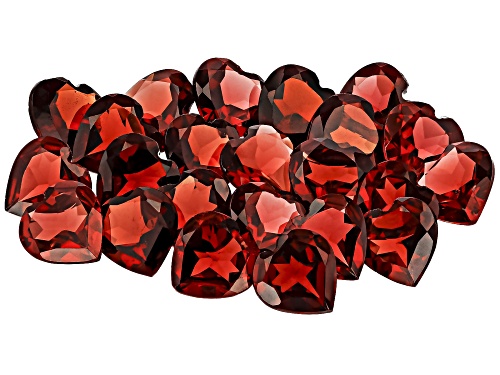 Red Garnet 7mm Heart Faceted Cut Gemstones Parcel 25CTW