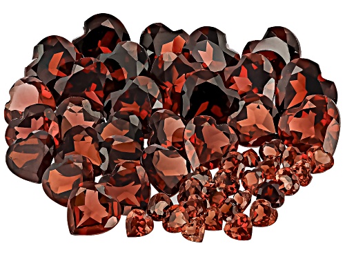 Red Garnet Mixed Heart Faceted Cut Gemstones Parcel 50CTW