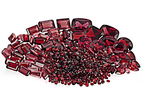 Red Garnet Mixed Faceted Cut Gemstones Parcel 50CTW