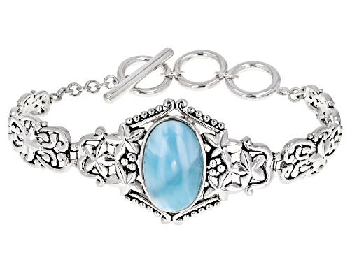 Larimar Rhodium Over Sterling Silver Bracelet 14CTW - Size 7.25