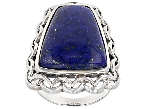 Photo of 20x15MM FREE FORM LAPIS RHODIUM OVER STERLING SILVER RING - Size 8