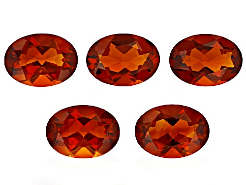 Photo of Orange Madeira Citrine 7x5mm Oval Faceted Cut Gemstones Set of 5 3Ctw