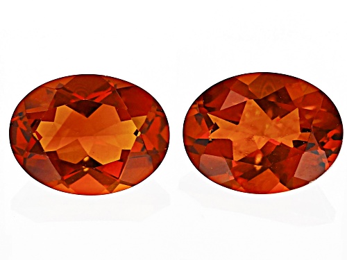 Photo of Orange Madeira Citrine 8x6mm Oval Faceted Cut Gemstones Matched Pair 2Ctw