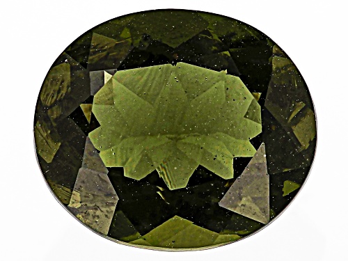 Photo of Green Moldavite 15X13mm Oval Faceted Cut Gemstone 7.50Ctw