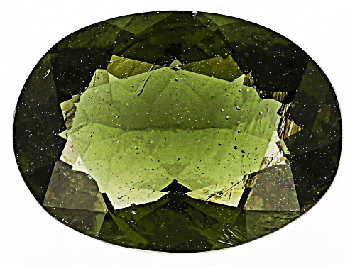 Photo of Green Moldavite 15X11mm Oval Faceted Cut Gemstone 5.25Ct