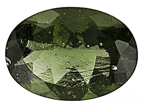 Photo of Green Moldavite 14X10mm Oval Faceted Cut Gemstone 3.75Ct