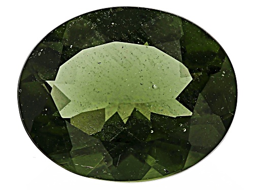 Photo of Green Moldavite 10X8mm Oval Faceted Cut Gemstone 1.75Ct