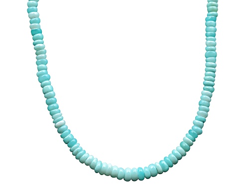 Photo of Peruvian Sky-Blue Opal Bead Strand Necklace 18" - Size 18