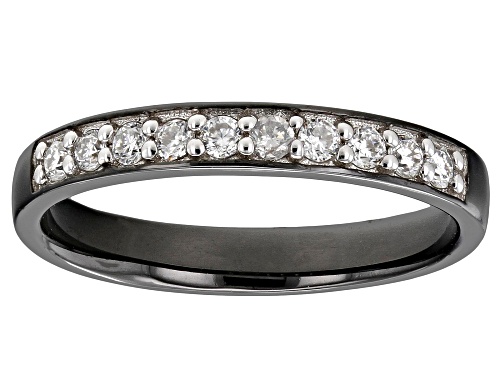 Photo of MOISSANITE FIRE(R) .30CTW DEW ROUND BLACK RHODIUM OVER SILVER MENS BAND RING - Size 13