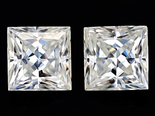 Photo of White Moissanite 4.50mm Square Brilliant Cut Gemstones Matched Pair 1.00Ct DEW