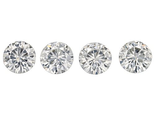 White Moissanite 4mm Round Brilliant Cut Gemstones Set Of 4,0.92ctw DEW