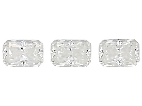 White Moissanite 6x4mm Octagon Brilliant Cut Gemstones Set Of 3,2.10ctw DEW