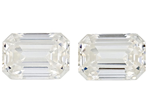 Photo of White Moissanite 7x5mm Octagon Emerald Cut Gemstones Matched Pair 2.40ctw DEW