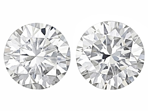 White Moissanite 5mm Round Brilliant Cut Gemstones Matched Pair 1.00Ctw DEW