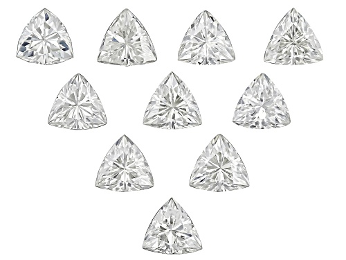 Photo of White Moissanite 3.50mm Trillion Brilliant Cut Gemstones Set Of 10 1.40Ctw DEW