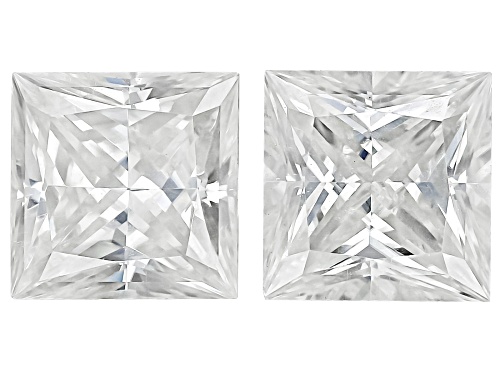 White Moissanite 4.50mm Square Princess Cut Gemstones Matched Pair 1.00Ct DEW