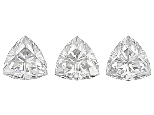 White Moissanite 4.50mm Trillion Brilliant Cut Gemstones Set of 3 0.90Ctw DEW