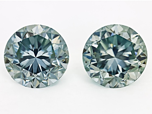 Photo of Green Moissanite 6.50mm Round Brilliant Cut Gemstones Matched Pair 2.00Ctw DEW