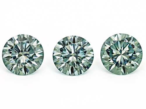 Photo of Green Moissanite 6.50mm Round Brilliant Cut Gemstones Set Of 3 3.00Ctw DEW