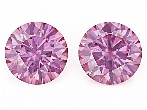 Photo of Pink Moissanite 5mm Round Brilliant Cut Gemstones Matched Pair 1.00Ctw DEW