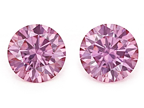 Pink Moissanite 6mm Round Brilliant Cut Gemstones Matched Pair 1.60Ctw DEW
