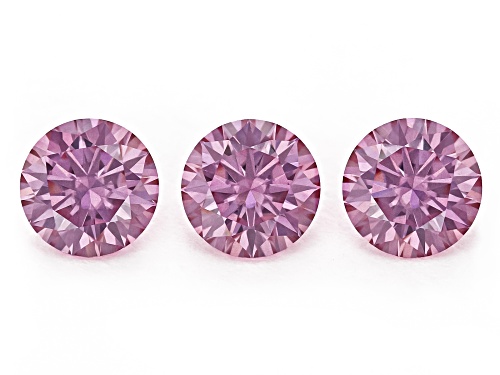 Pink Moissanite 6mm Round Brilliant Cut Gemstones Set Of 3 2.40Ctw DEW