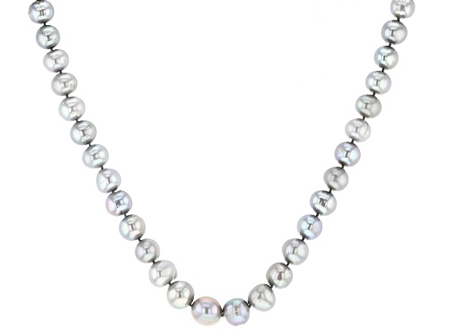 Platinum Cultured Freshwater Pearl 12mm Rhodium Over Sterling Silver Necklace 24" - Size 24