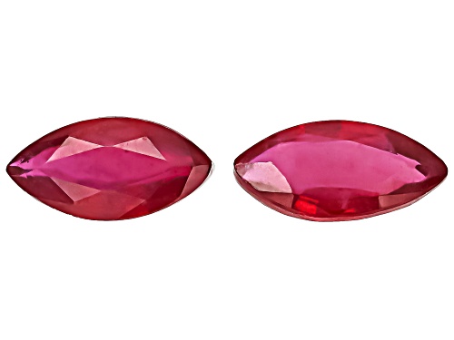 Photo of Red Mahaleo Ruby 8X4mm Marquise Faceted Cut Gemstones Matched Pair 1.25Ctw