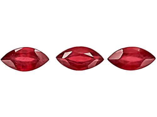Photo of Red Mahaleo Ruby 8X4mm Marquise Faceted Cut Gemstones Set Of 3 2.50Ctw