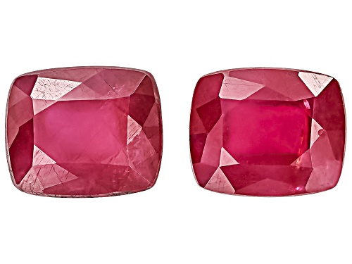 Photo of Red Mahaleo Ruby 11X9mm Cushion Faceted Cut Gemstones Matched Pair 12.00Ctw