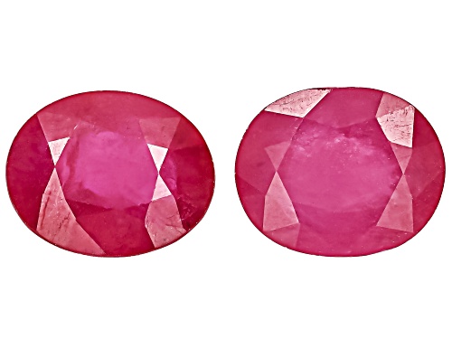 Photo of Red Mahaleo Ruby 11X9mm Oval Faceted Cut Gemstones Matched Pair 10.00Ctw