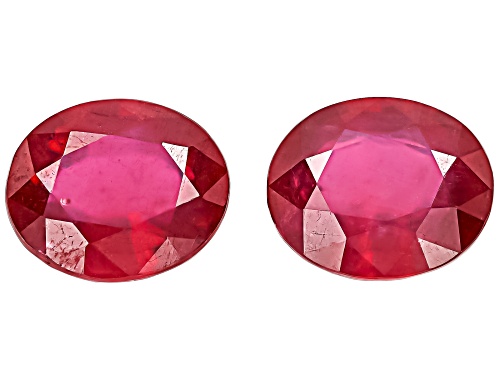 Red Mahaleo Ruby 12X10mm Oval Faceted Cut Gemstones Matched Pair 12.50Ctw